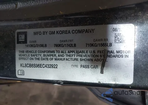 2014 Chevrolet Spark Ls Auto из США, поврежденный, VIN KL8CB6S96EC432922